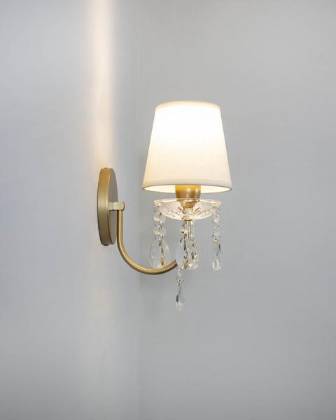 Imagem de Lustre Arandela Cristal Cúpula Dourado Fosco 218/1