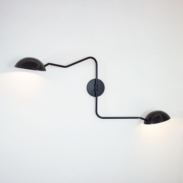 Imagem de Lustre Arandela Dome Dupla Articulada Industrial 57cm Preto 710