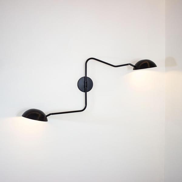 Imagem de Lustre Arandela Dome Dupla Articulada Industrial 57cm Preto 710