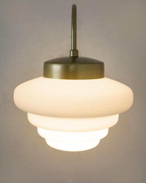 Imagem de Lustre Arandela Dourada Escada Colmeia Retro Vidro Branco 143