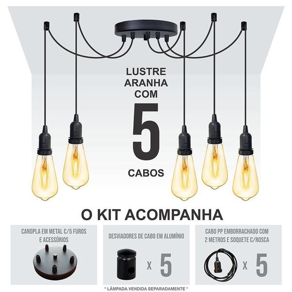 Imagem de Lustre Aranha Com 5 Pendentes