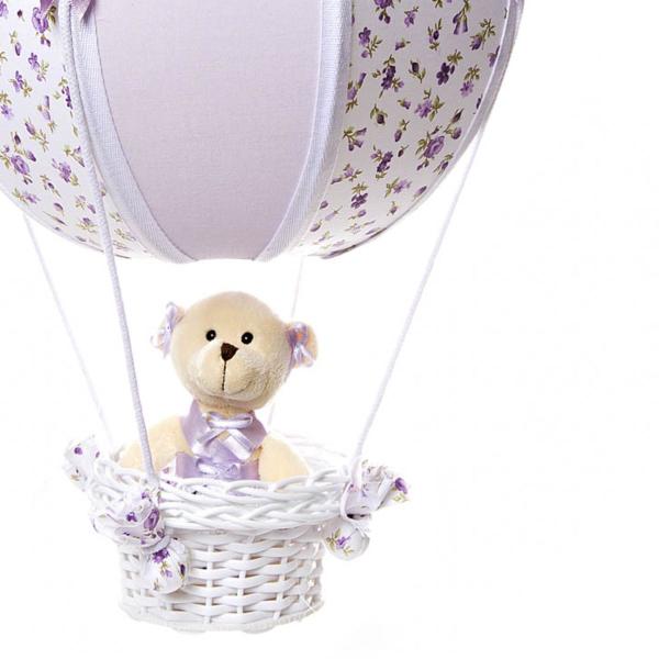 Imagem de Lustre Balão Bolinha Ursa Lilás Quarto Bebê Infantil Menina