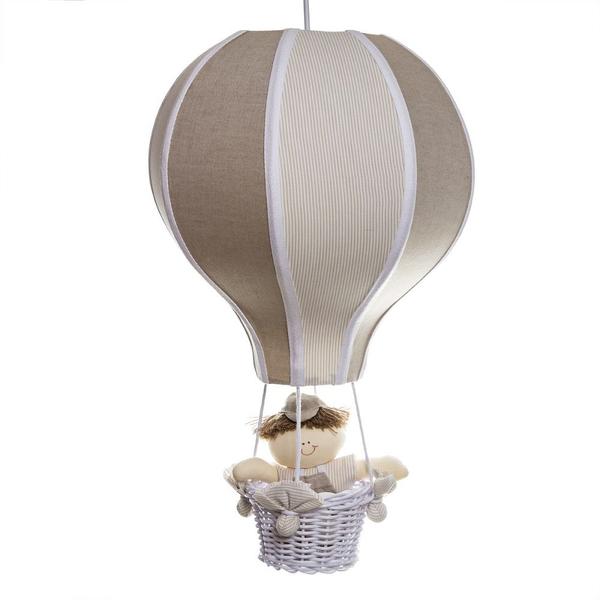 Imagem de Lustre Balão Grande Bege Com Boneco Quarto Bebê Infantil