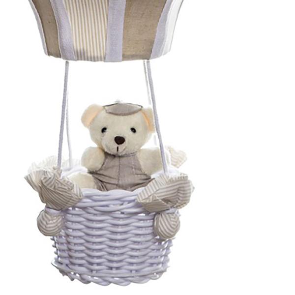 Imagem de Lustre Balão Grande Bege Com Ursinho Quarto Bebê Infantil Menina Menino