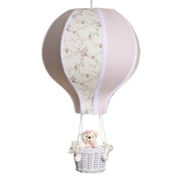 Imagem de Lustre Balão Grande Rosa Com Ursinha Quarto Bebê Infantil