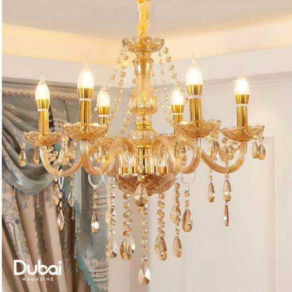 Imagem de Lustre Candelabro Champanhe Gold de Cristal Legítimo K9 - 6 Braços