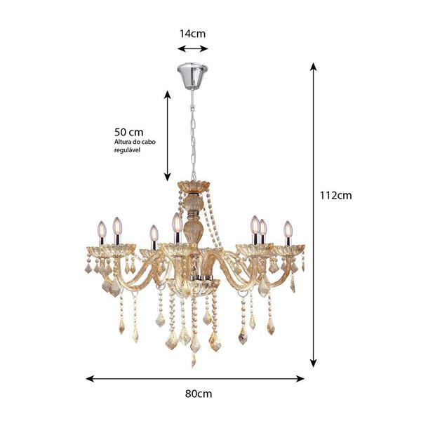 Imagem de Lustre Candelabro Cristal Legítimo Maria Tereza Nice 08 Lâmpadas E14