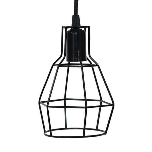 Imagem de Lustre Com 2 Pendentes Aramado Nu - Preto