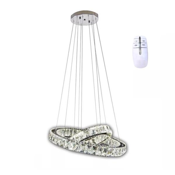 Imagem de Lustre Cristal 66 Watts Pendente 2 Anéis 3 Cores Led C. Remoto Sindora DCD00102