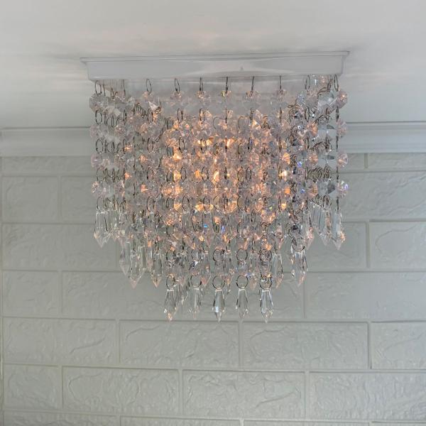 Imagem de Lustre Cristal Acrílico Decoração Sala Iluminação Para Banheiro Decorar Quarto Design Morderno 19x21cm