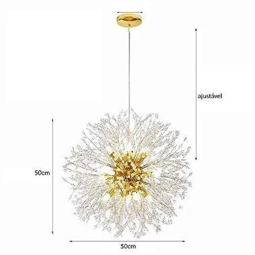 Imagem de Lustre Cristal Flor Dourada 50 Cm