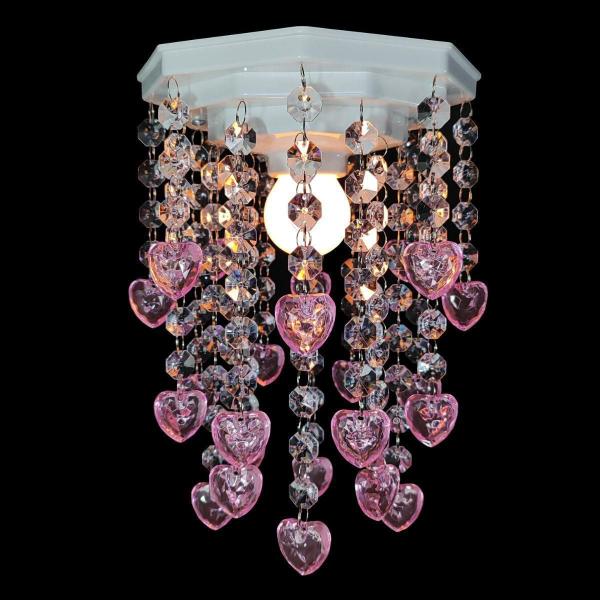 Imagem de Lustre de Acrílico Rosa com Castanhas Transparentes - 25cm