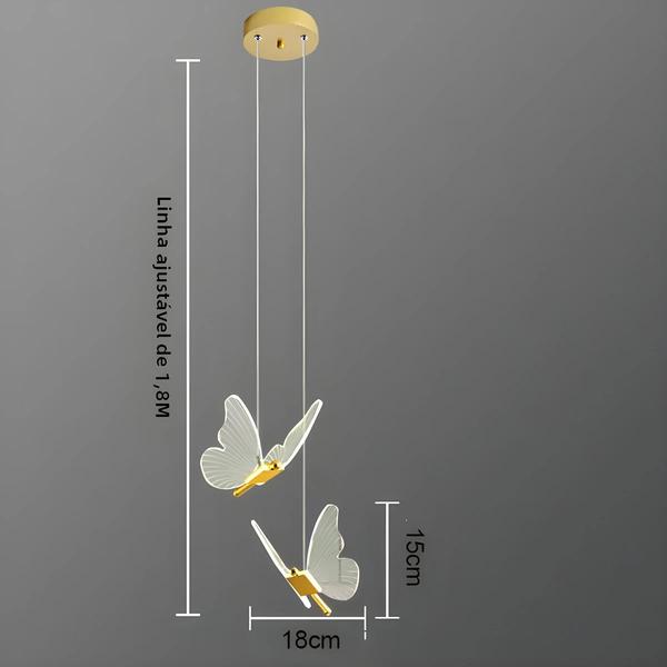 Imagem de Lustre de Borboleta Moderno - Lâmpada de Acrílico para Quarto, Sala e Escritório