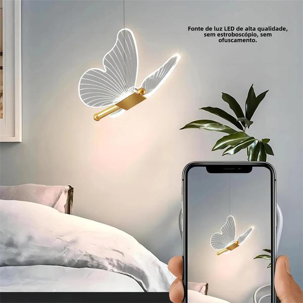 Lustre de Borboleta Moderno - Lâmpada de Acrílico para Quarto, Sala e Escritório Imagem de Lustre de Borboleta Moderno - Lâmpada de Acrílico para Quarto, Sala e Escritório
