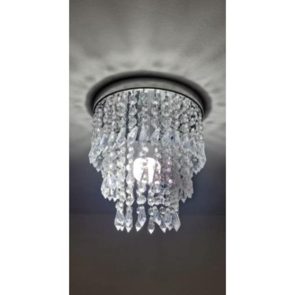 Imagem de Lustre de Cristal Acrílico 30x30 Para Sala de Jantar Com LED