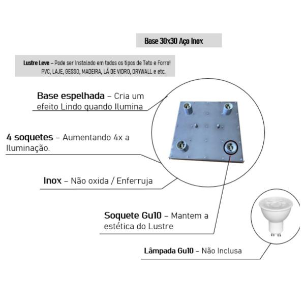 Lustre De Cristal Acrilico Alto Brilho Para Sala de Jantar 30X30 Suporta 4 Lâmpadas - CASA CRISTALLE Imagem de Lustre De Cristal Acrilico Alto Brilho Para Sala de Jantar 30X30 Suporta 4 Lâmpadas