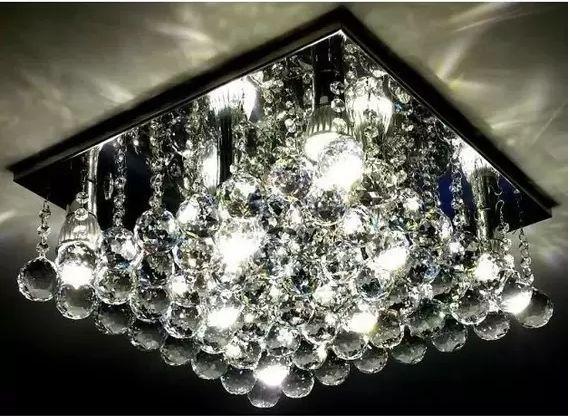 Imagem de Lustre De Cristal Acrilico Alto Brilho Para Sala de Jantar 30X30 Suporta 4 Lâmpadas