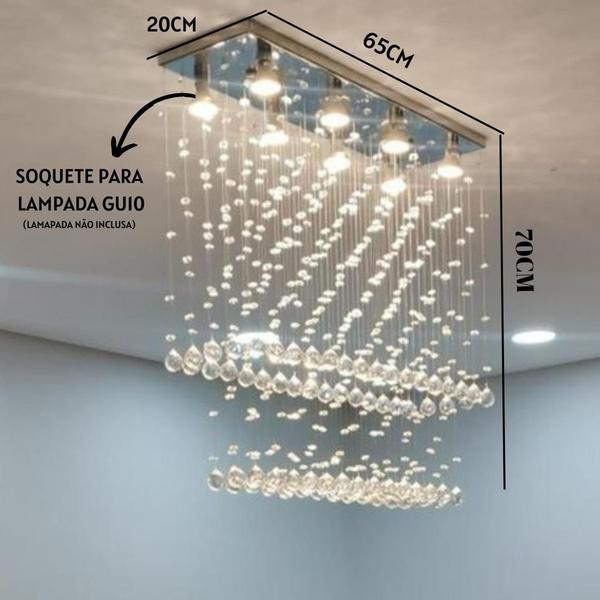 Imagem de Lustre De Cristal Acrílico Pra Sala De Jantar/estar Com 70cm