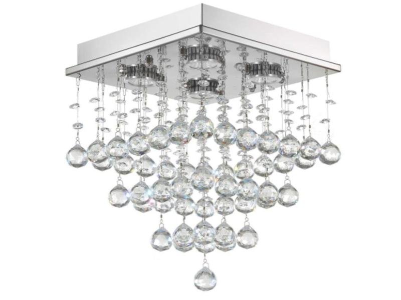 Lustre de Cristal Brilhante Base em aço inox Pronta Entrega - CASA CRISTALLE Imagem de Lustre de Cristal Brilhante Base em aço inox Pronta Entrega