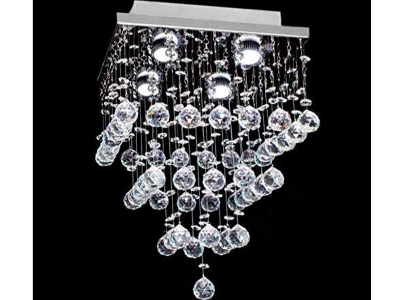 Imagem de Lustre de Cristal K9 Brilhante Base em aço inox Barato