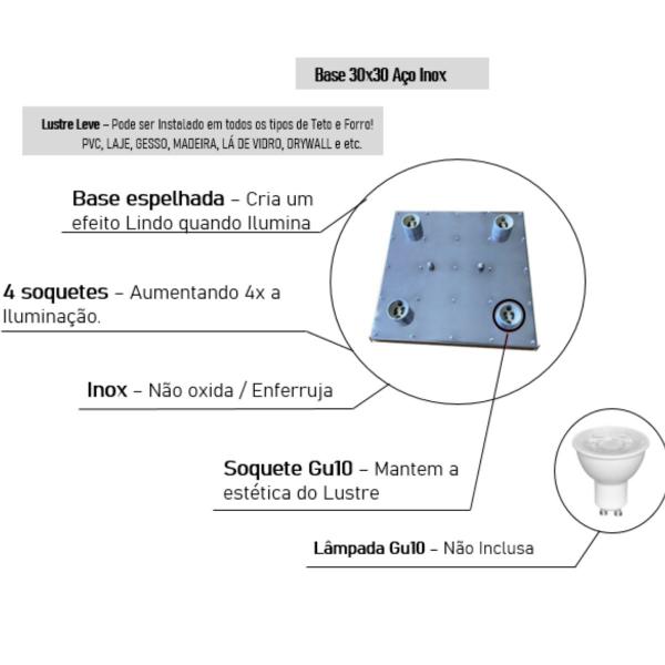 Imagem de Lustre De Cristal K9 Para Quarto e Sala Base Toda em Aço Inox Espelhada, Suporta até 4 Lâmpadas - Casa Cristalle