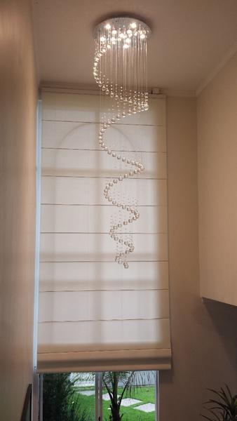 Imagem de Lustre de Cristal Legitimo Espiral 60cm Pé Direito Duplo Vão de Escada Sala Alta E60