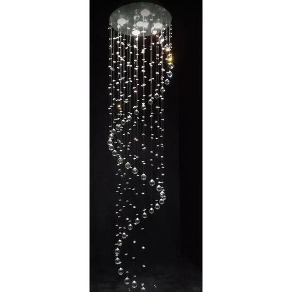 Imagem de Lustre De Cristal Legítimo Espiral Com 1,50 Metros De Altura Base Inox Polido Com 50CM De Diâmetro