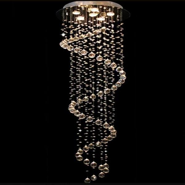 Imagem de Lustre De Cristal Legítimo Espiral Com 1,70M De Altura, Base De Inox Espelhado Com 40CM De Diâmetro