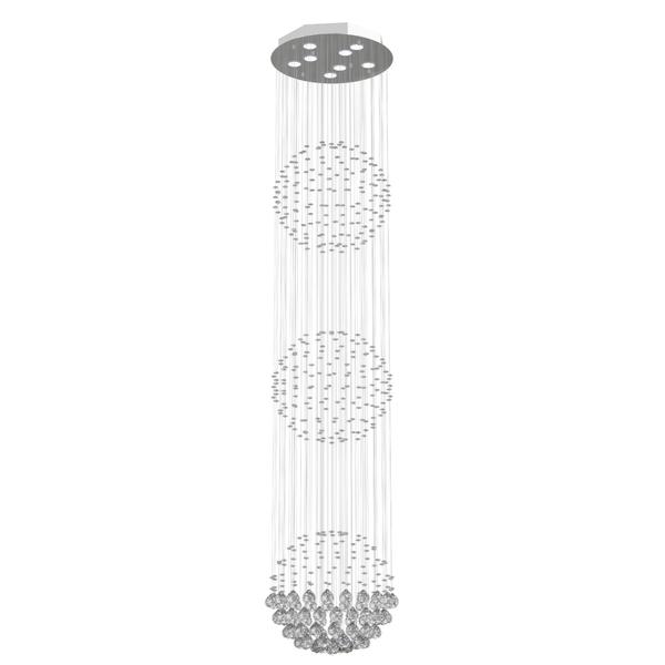 Imagem de Lustre de Cristal Legitimo Globo Triplo 40cm Pé Direito Duplo Vão de Escada Sala Alta G340 Com Lampadas Led