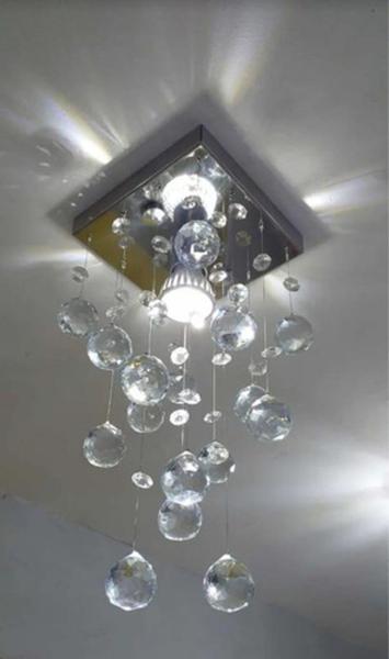 Imagem de Lustre De Cristal Legitimo K9 Base Inox 16x16 Com Soquete E27