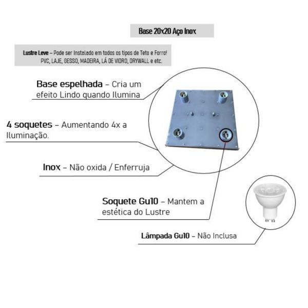 Imagem de Lustre de Cristal Legítimo K9 Para Sala e Quarto Base Inox