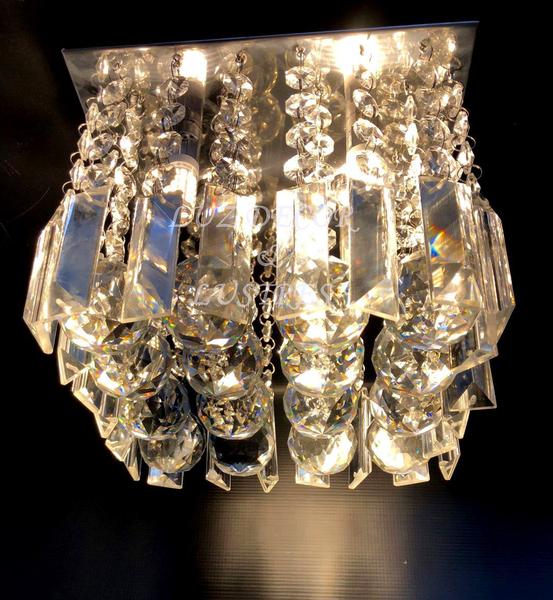 Imagem de Lustre De Cristal Legítimo K9 Plafon Base 20x20cm Alto Luxo