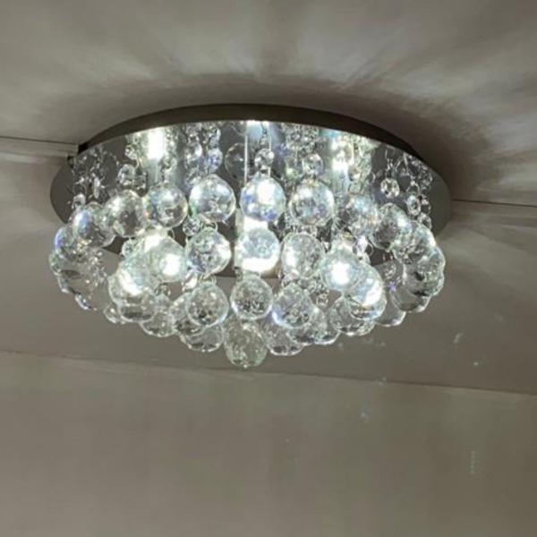 Lustre De Cristal Legítimo K9 Redondo Com Base em Aço Inox Espelhado Para Sala E Quarto - Casa Cristalle Imagem de Lustre De Cristal Legítimo K9 Redondo Com Base em Aço Inox Espelhado Para Sala E Quarto - Casa Cristalle