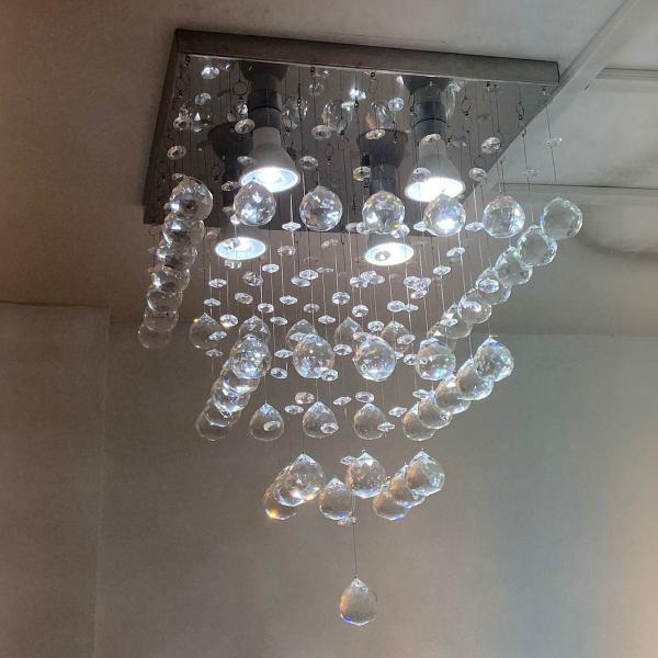 Imagem de Lustre de Cristal Legítimo Quadrado Modelo Pirâmide Para Sala De Jantar e Hall