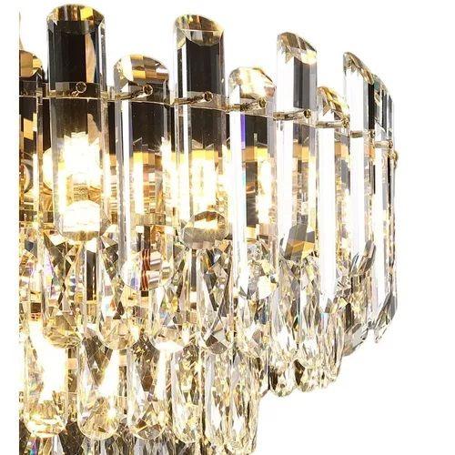 Imagem de Lustre de Cristal Moderno Ø75x46cm Metal Dourado Para 16 Lâmpadas