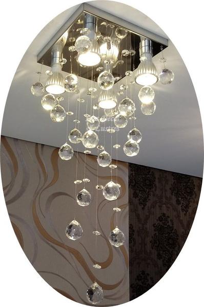 Imagem de Lustre De Cristal Para Sala Com Base De Inox De 20x20cm