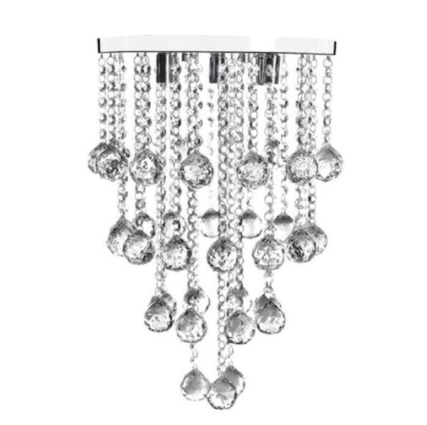 Imagem de Lustre De Cristal, Para Sala de Jantar/Estar ,Com 30 cm de Alt, Base Inox 30Cm de Diâmetro, Esferas de Cristais K9 30MM