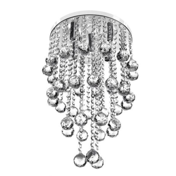 Imagem de Lustre De Cristal, Para Sala/Hall ,Com 30cm de Alt, Base Espelhada 30Cm de Diâmetro, Esferas de Cristais K9 40MM