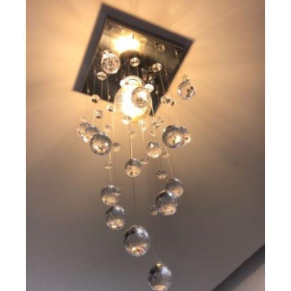 Imagem de Lustre de Cristal Verdadeiro K9 50cm Super Barato Alto Brilho - Casa Cristalle - Desconexo - Aço Inox Espelhado