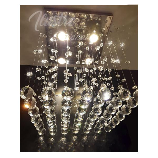 Imagem de Lustre de cristal verdadeiro K9 plafon 30X30 40 cm de altura - Bivolt - Transparente