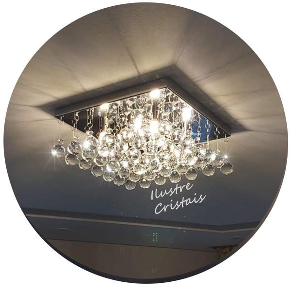 Lustre de cristal verdadeiro sala 30x30 cm 10 cm de altura - ILUSTRE CRISTAIS Imagem de Lustre de cristal verdadeiro sala 30x30 cm 10 cm de altura
