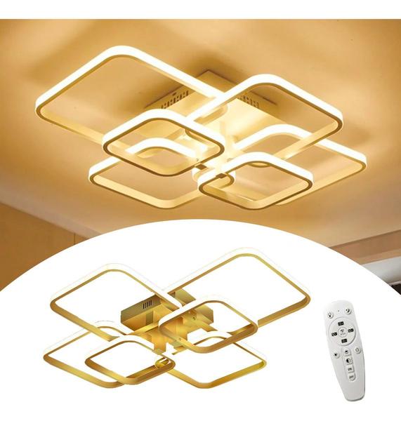 Imagem de Lustre De Led Luminária Moderno 70w Dourado Com Controle