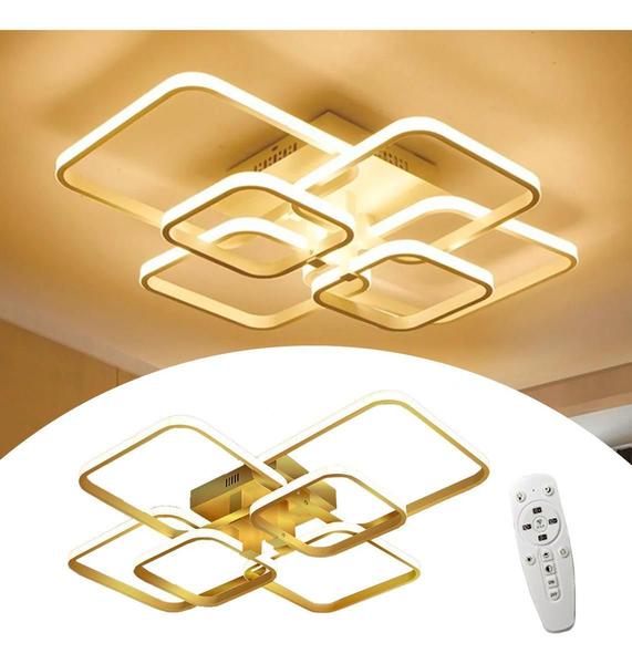 Imagem de Lustre De Led Luminária Moderno 70W Dourado Com Controle