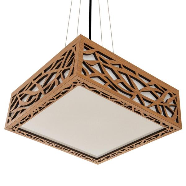 Imagem de Lustre Decorativo Madeira Pendente Copacabana Quad 45Cm