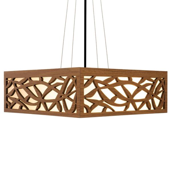 Imagem de Lustre Decorativo Madeira Pendente Copacabana Quad 45Cm