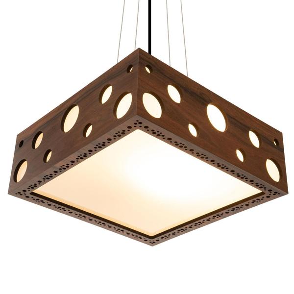 Imagem de Lustre Decorativo Madeira Pendente Mariscal Quad 45Cm