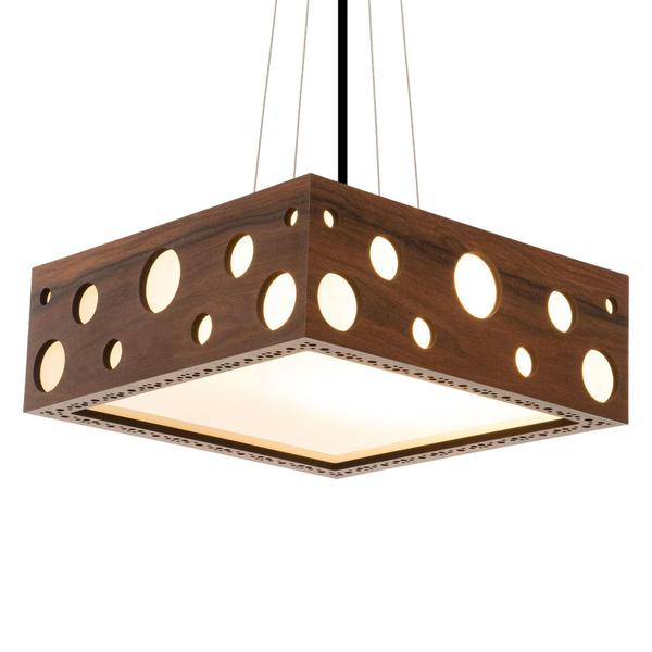 Imagem de Lustre Decorativo Madeira Pendente Mariscal Quad 45Cm