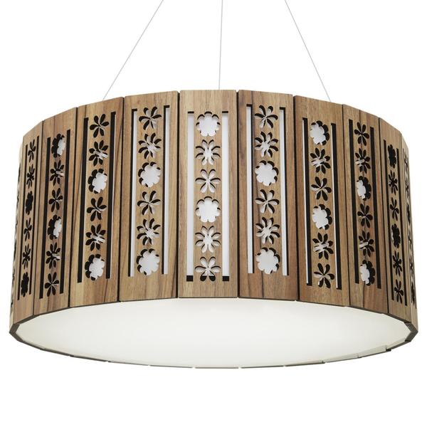 Imagem de Lustre Decorativo Madeira Pendente Porto Belo Red 60Cm