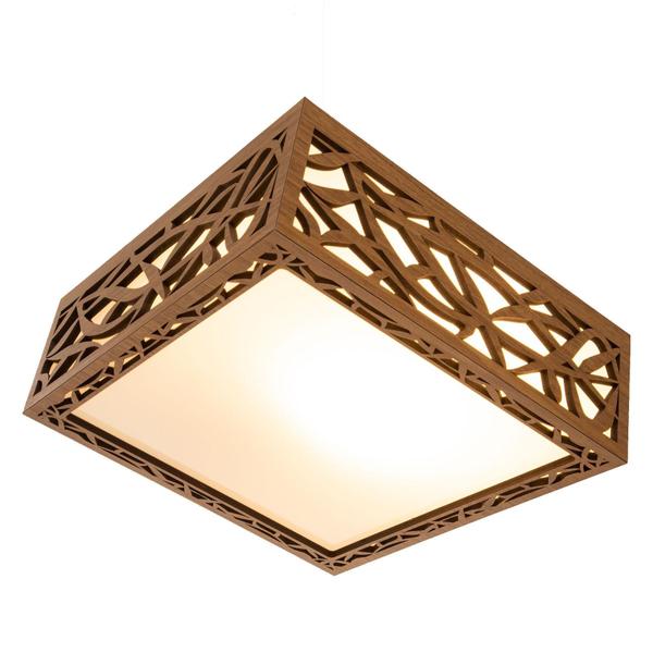 Imagem de Lustre Decorativo Madeira Plafon Copacabana Quad 40Cm