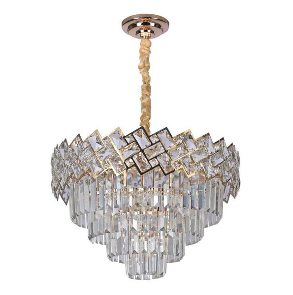 Imagem de Lustre Dourado com Cristais Transparente 50cm 8E14